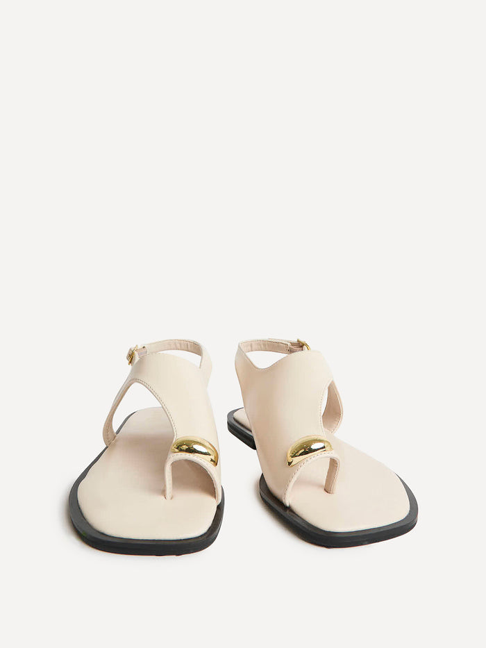 Alina Ivory Flat Sandals