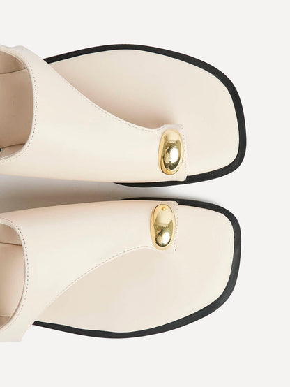 Alina Ivory Flat Sandals