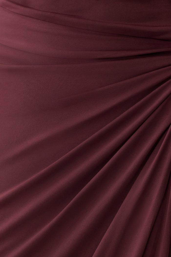 Alyn Off Shoulder Draped Maxi Dress - Dark Plum