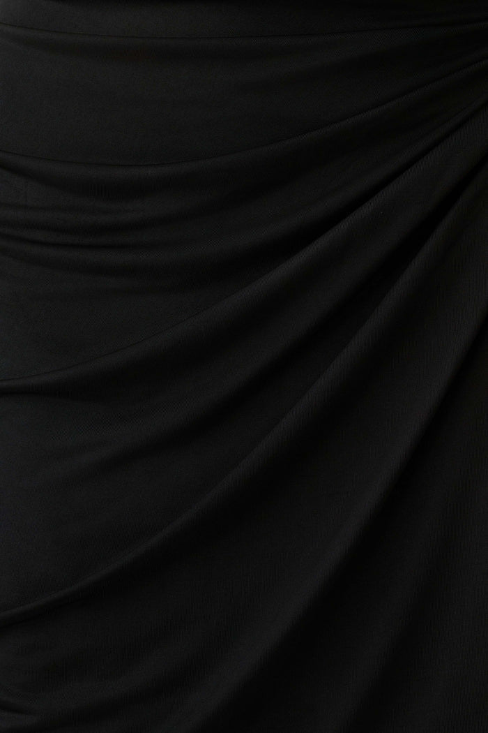 Alyn Off Shoulder Draped Mini Dress - Black