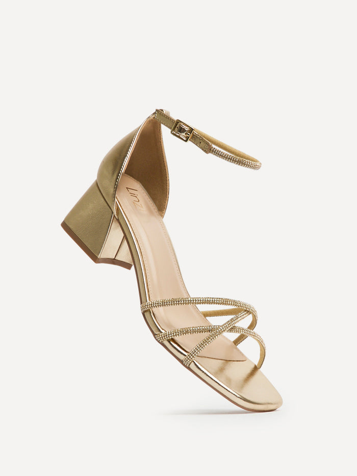 Amour Gold Diamante Heeled Sandals