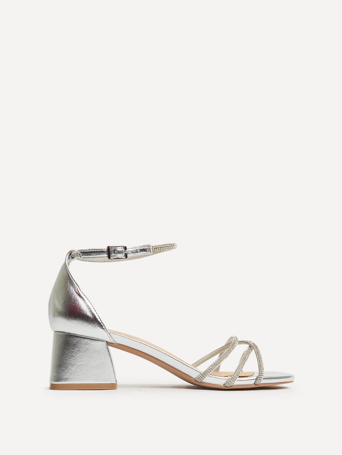 Amour Silver Diamante Heeled Sandals