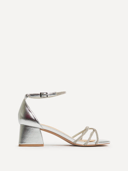 Amour Silver Diamante Heeled Sandals