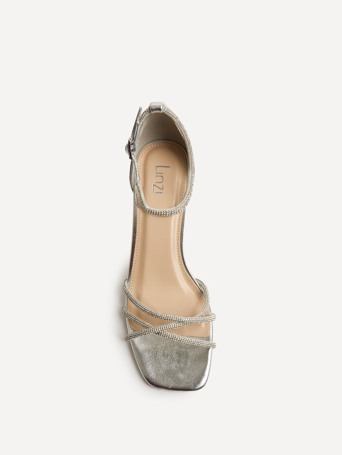 Amour Silver Diamante Heeled Sandals