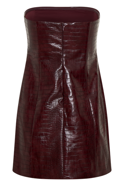 Anouk Faux Leather Strapless Mini Dress - Merlot