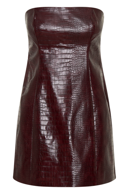 Anouk Faux Leather Strapless Mini Dress - Merlot