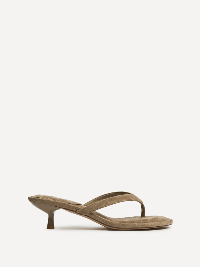 Ascend Taupe Faux Suede Mule Heels