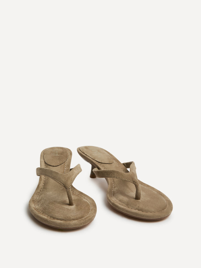 Ascend Taupe Faux Suede Mule Heels