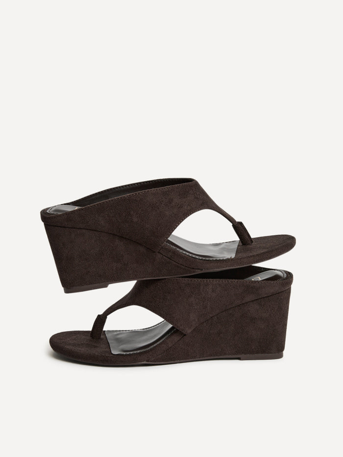 Avalon Brown Toe Post Wedge Sandals