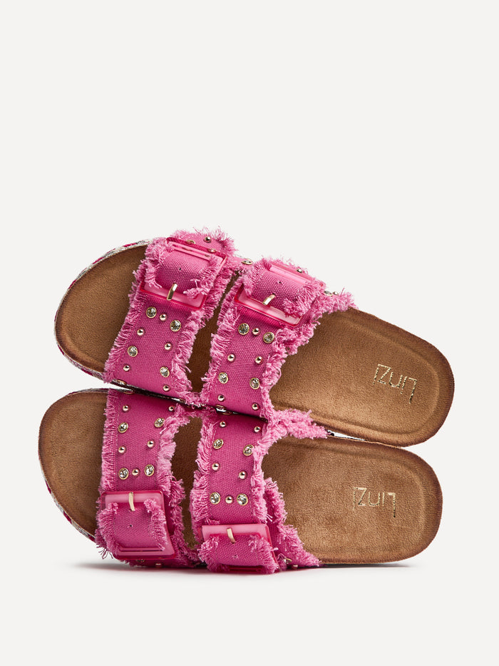 Bahama Fuchsia Diamante Flatform Sandals