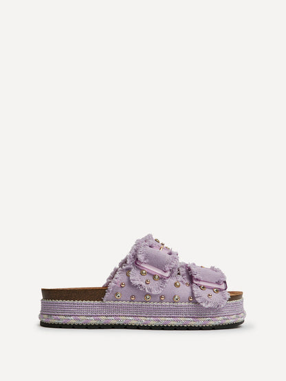 Bahama Lilac Diamante Flatform Sandals