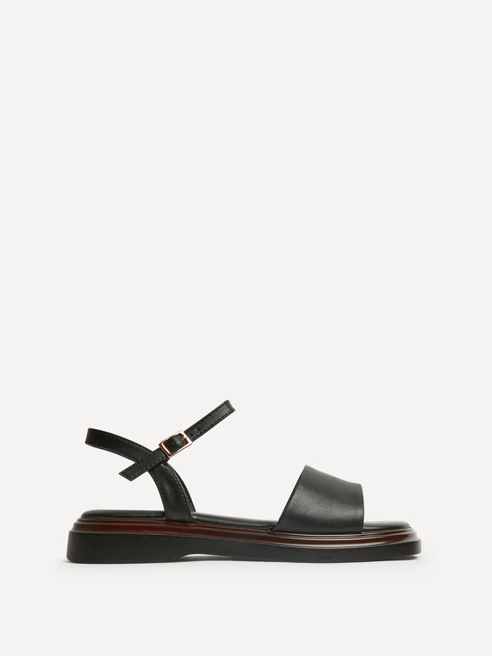 Balance Black Flat Sandals