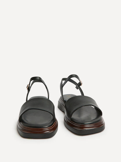 Balance Black Flat Sandals