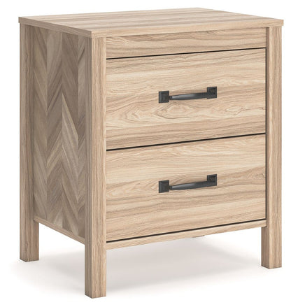 Battelle - Two Drawer Night Stand - Tan