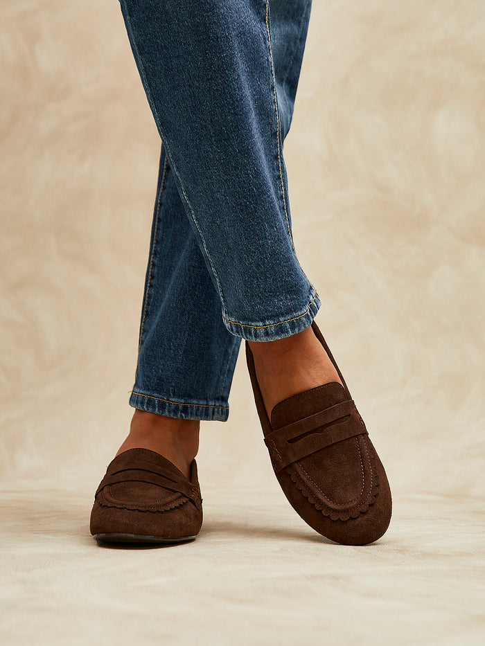 Bree Brown Suede Leather Penny Loafer