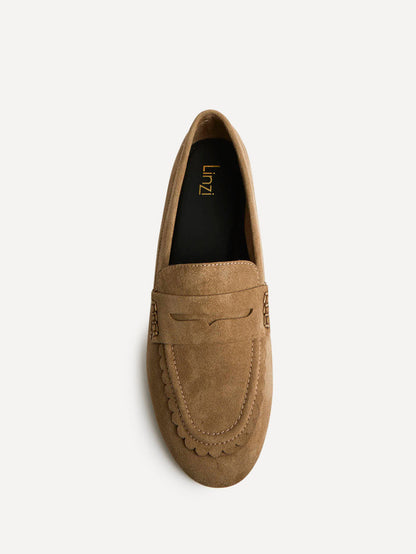 Bree Taupe Suede Leather Penny Loafer