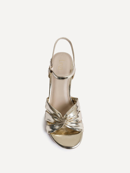 Broadway Gold Faux Leather Heeled Sandals