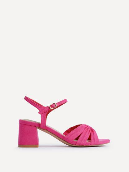 Broadway Pink Faux Suede Heeled Sandals