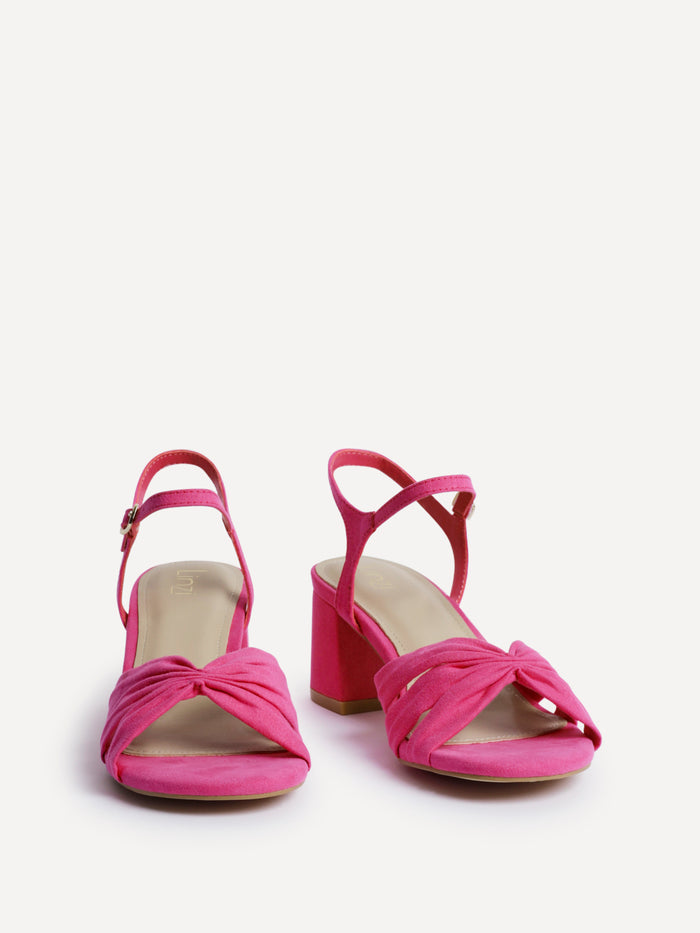 Broadway Pink Faux Suede Heeled Sandals