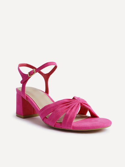 Broadway Pink Faux Suede Heeled Sandals