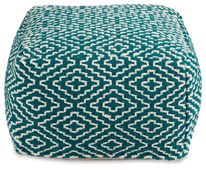 Brynnsen - Pouf - Teal / Ivory