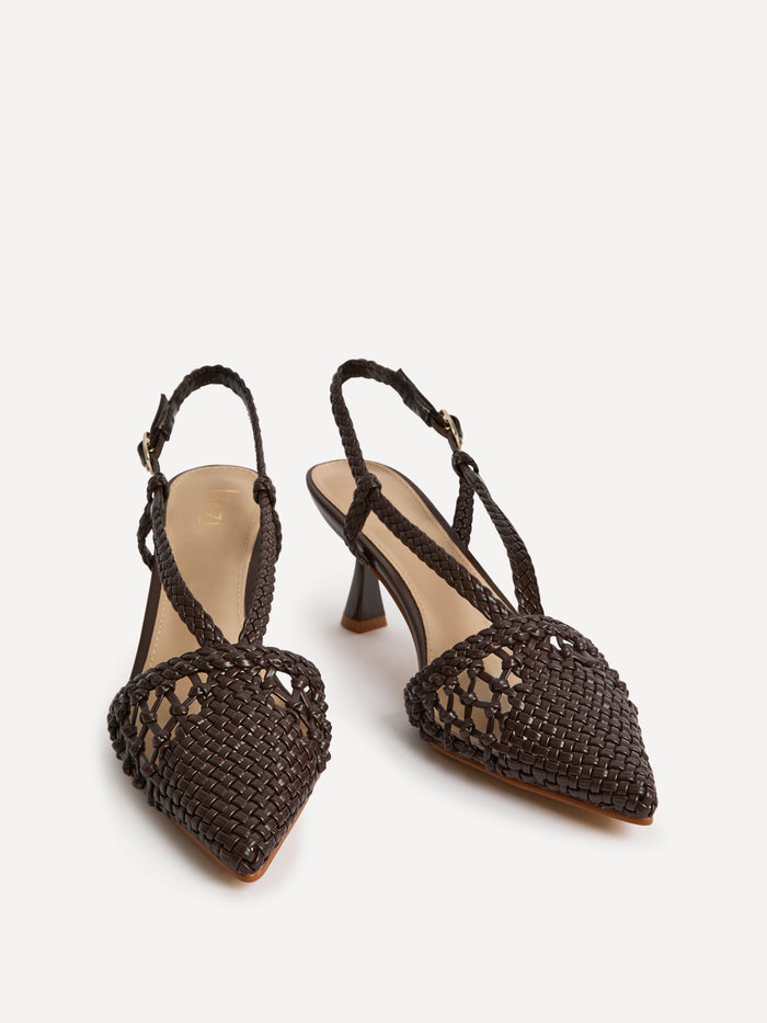 Cadence Brown Handwoven Court Heels