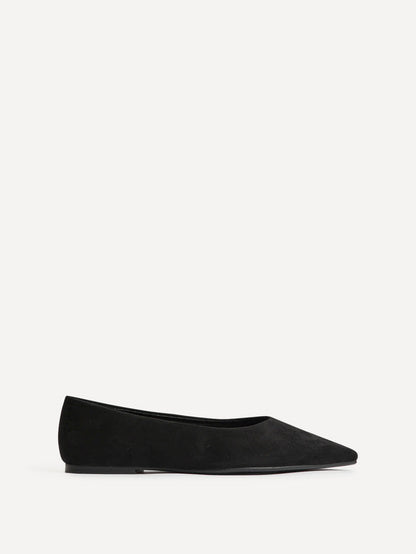 Candid Wide Fit Black Pointed Toe Ballet Flats