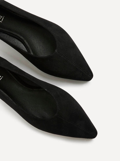 Candid Wide Fit Black Pointed Toe Ballet Flats