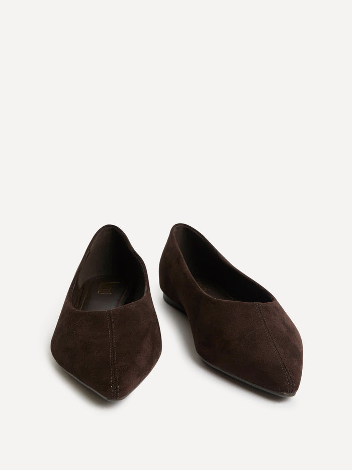 Candid Wide Fit Brown Pointed Toe Ballet Flats