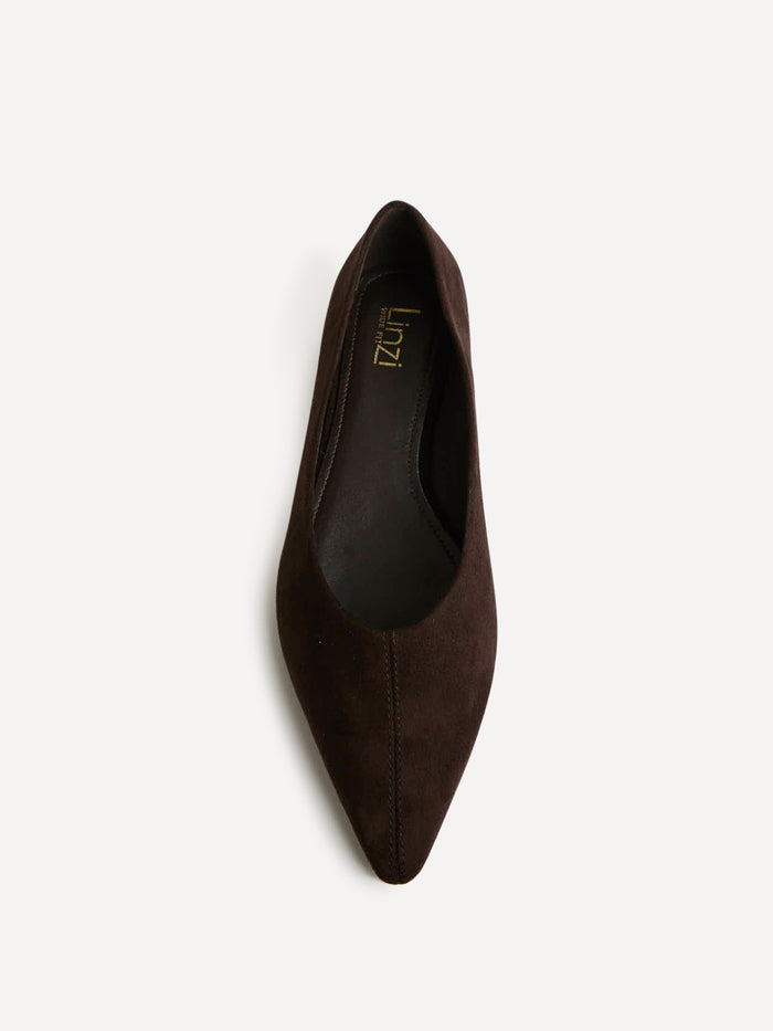 Candid Wide Fit Brown Pointed Toe Ballet Flats
