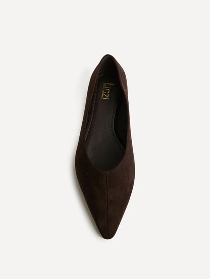 Candid Wide Fit Brown Pointed Toe Ballet Flats