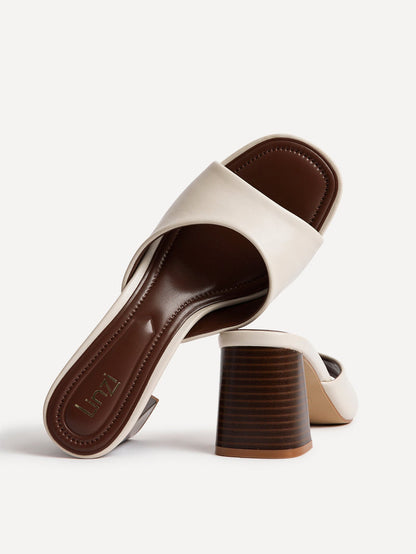 Cannes Ivory Faux Leather Mule Heels