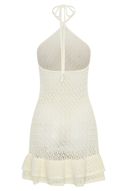 Carrisa Crochet Knit Mini Dress - White