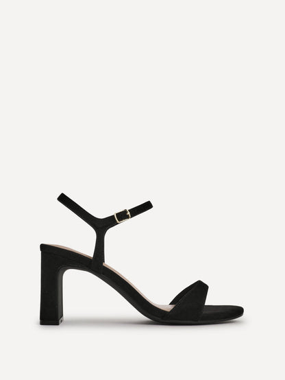 Charisma Black Faux Suede Heeled Sandals