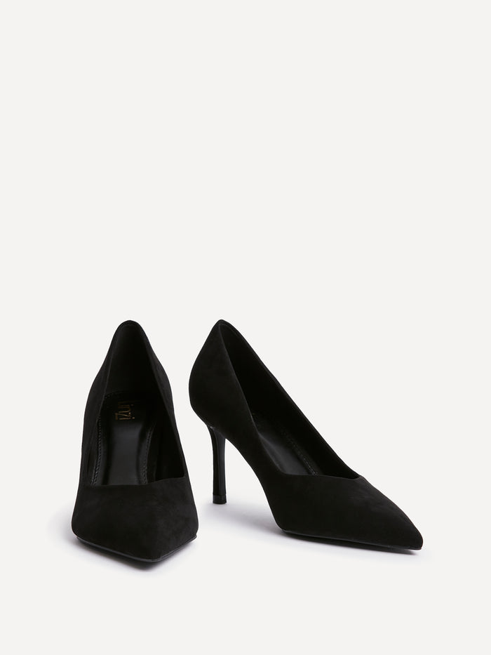Classic Black Faux Suede Court Heels