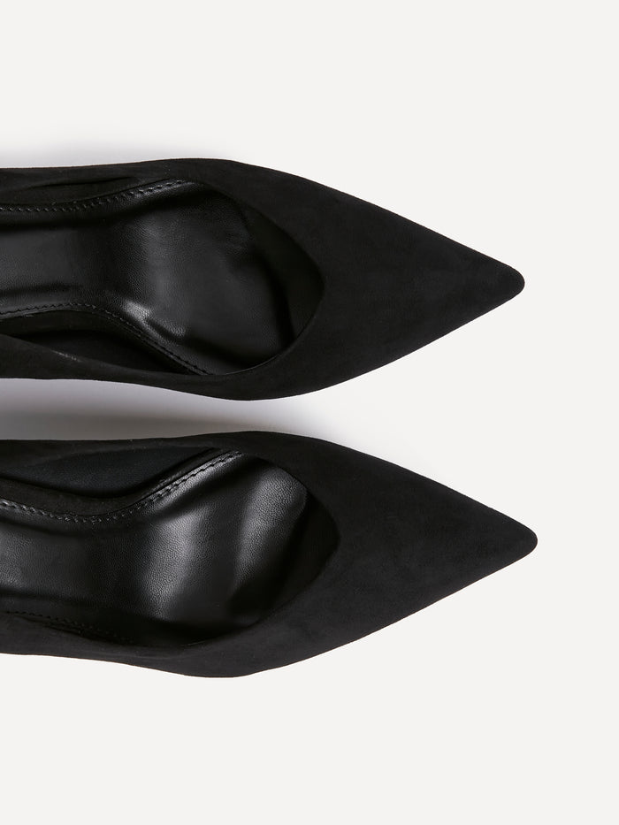 Classic Black Faux Suede Court Heels