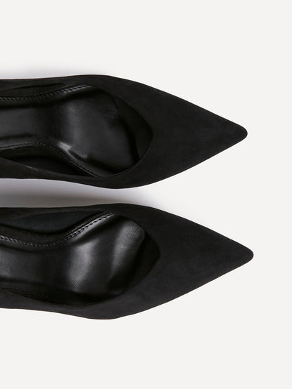 Classic Black Faux Suede Court Heels