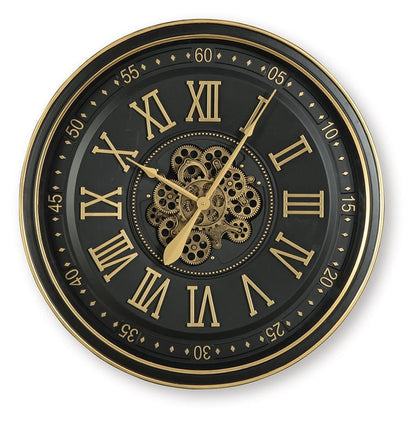 Dairton - Wall Clock - Black / Gold Finish