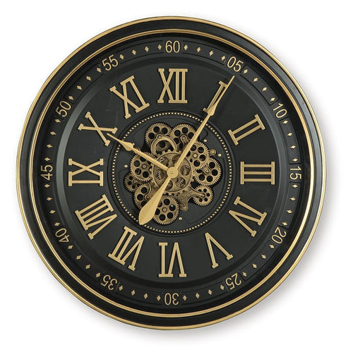 Dairton - Wall Clock - Black / Gold Finish