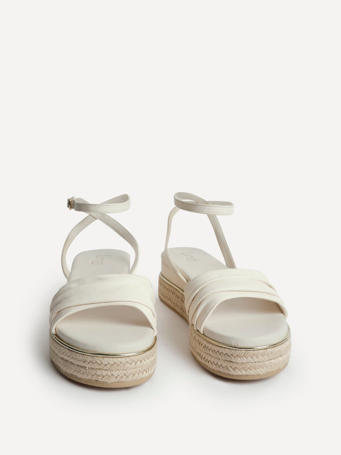 Dazed Ivory Faux Leather Flatform Sandals