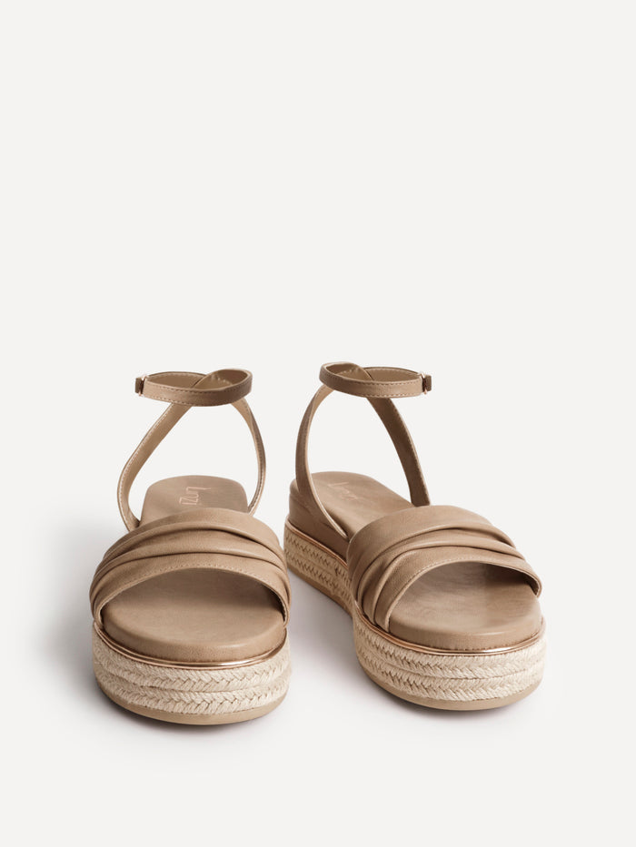 Dazed Mocha Faux Leather Flatform Sandals