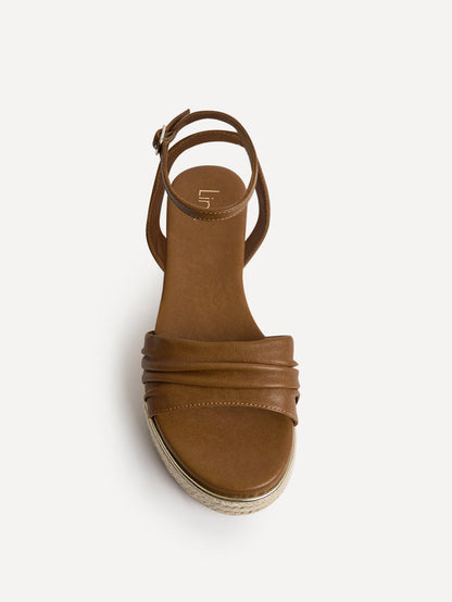 Dazed Tan Faux Leather Flatform Sandals