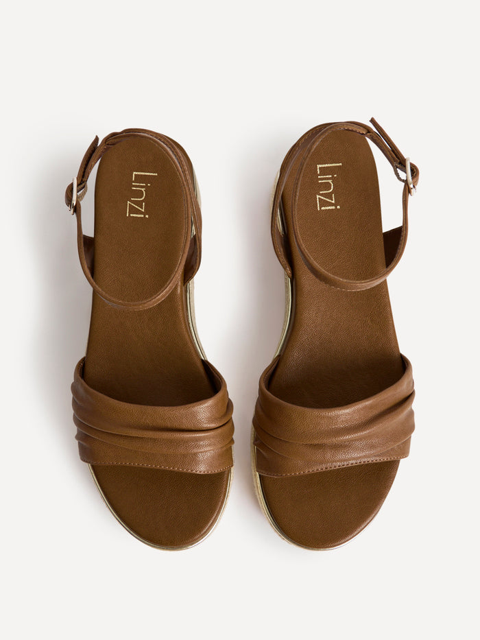 Dazed Tan Faux Leather Flatform Sandals