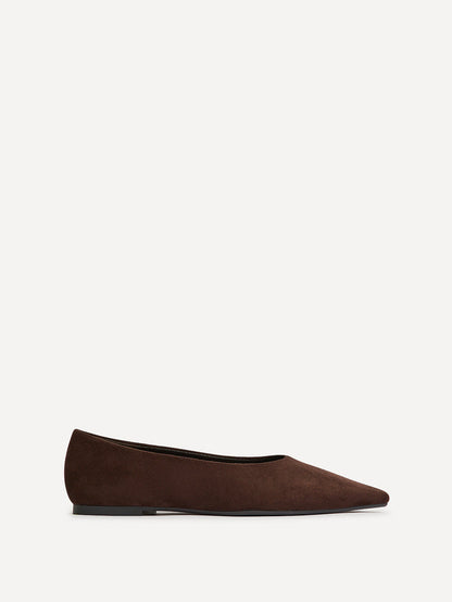 Direct Brown Pointed Toe Ballet Flats