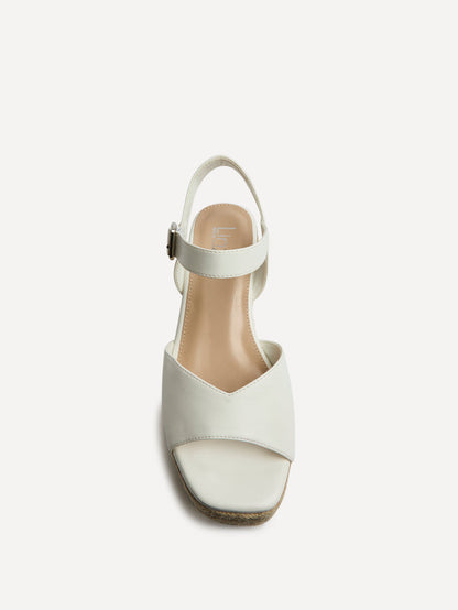 Duchess Wide Fit White Wedge Sandals