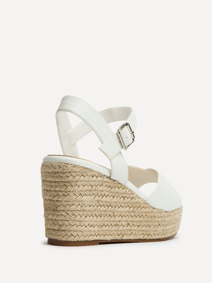 Duchess Wide Fit White Wedge Sandals