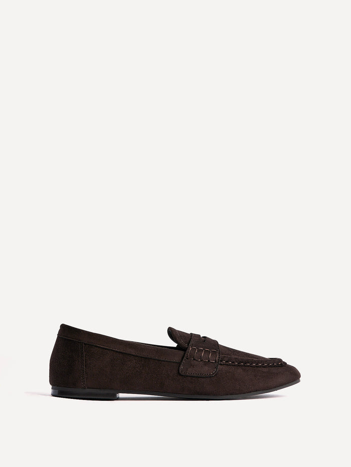 Edition Brown Faux Suede Penny Loafers