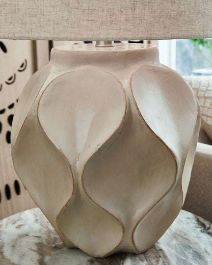 Edselham - Paper Table Lamp - Distressed Cream
