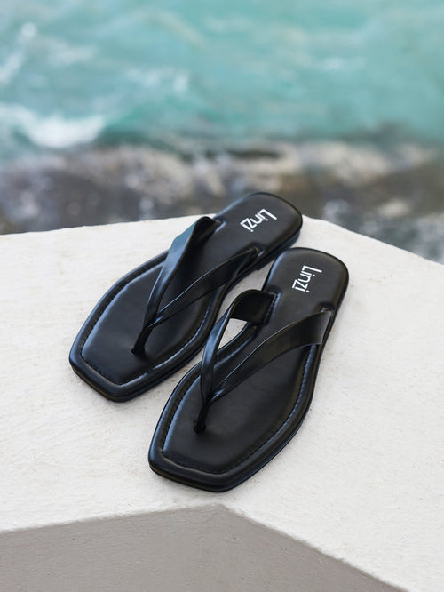 Element Black Toe Post Flat Sandals