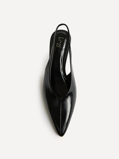 Eliza Black Faux Leather Court Heels